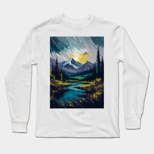 Autumn river and mountains Long Sleeve T-Shirt